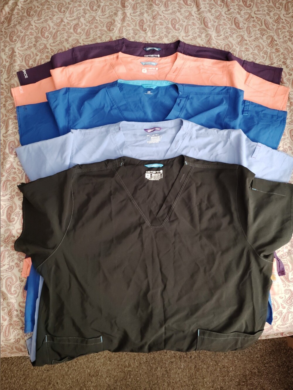 Lot Of 5 Assorted Colors Carhartt Scrub Tops